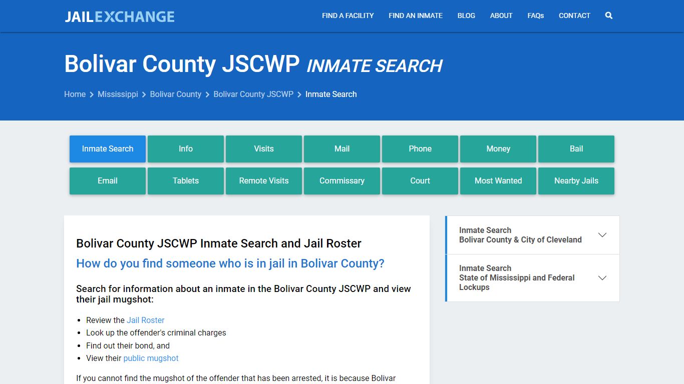 Inmate Search: Roster & Mugshots - Bolivar County JSCWP, MS - Jail Exchange